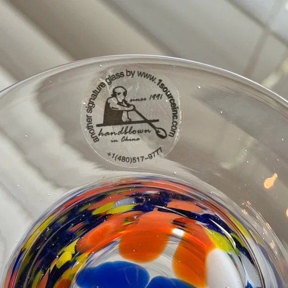 Signature Hand-Blown Confetti Glass | Vase.  Multicolored 6.25"×4" EUC - Picture 6 of 6